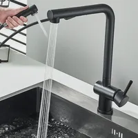 Schwarz Küche Wasserhahn Küchenarmatur Ausziehbar Brause Mischbatterie Edelstahl