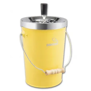 Aschenbecher Kübel XXL-Format Schleuderascher 20cm Metall gelb-Chrom