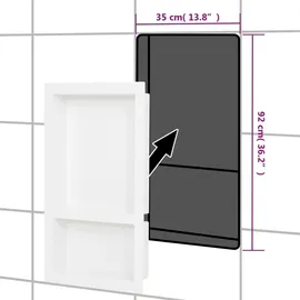 vidaXL Duschnische mit 2 Fächern Hochglanz-Weiß 41x69x9 cm