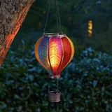 Festive Lights Heißluftballon Solar Outdoor Solarleuchte Heißluftballon Regenbogen Glas Effekt Laterne hängend solarbetriebene Laterne bunt Solar Gartenleuchten für Außen Gartenbeleuchtung