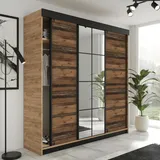 kier furniture Schiebetürenschrank Lamaro 250 x 205 x 59 cm Eiche/Weiß/Graphit