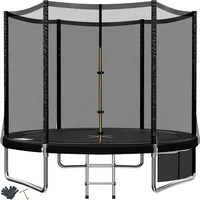 TRIUMPHKEY Trampolin Outdoor Kinder Ø 183/228/305/366/427 cm, Gartentrampoline Indoor Kindertrampolin Komplettset mit Sicherheitsnetz, Leiter, Randabdeckung, Belastbarkeit 50 kg Schwarz