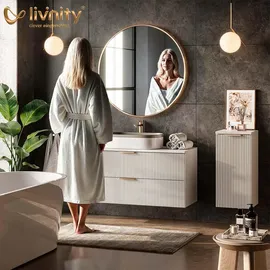 livinity® Waschbeckenunterschrank Amalfi 2 Schubladen 70,2 x 57 x 27,9 cm Grau
