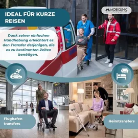 Mobiclinic Transitrollstuhl Neptuno Aluminium klappbar rot mit Sicherheitsgurt