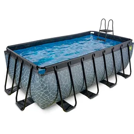 EXIT TOYS Stone Pool 400 x 200 x 122 cm mit Sandfilter