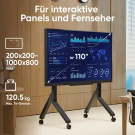 ONKRON TS2081-B TV-Ständer 177,8 cm (70")/2,79 m (110") max. 125 kg Schwarz Kunststoff/Stahl