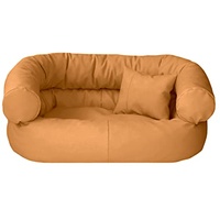 Juelle Hundebett aus Kunstleder, Kissen für Große Hunde abziehbar, flauschiges Hundesofa, Bett Hundestuhl Fergus S-XXL (140x100 cm, Sonnenbeige)