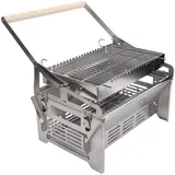 Zerodis 360 Grad Drehbarer Holzkohlegrill, Tragbarer Umklappbarer Grill aus Edelstahl, Geeignet für Familienessen, Campingausflüge, Hinterhof, Camping, Picknick, Hofparty