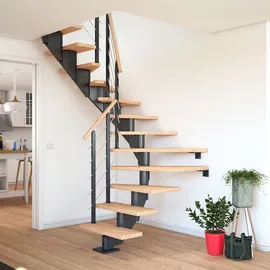 DOLLE Mittelholmtreppe Hamburg 75 cm Buche, geölt/Anthrazit Metall