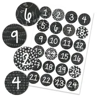 Papierdrachen 24 Adventskalender Zahlenaufkleber - schwarz weiß Nr 16 - Sticker 4 cm - zum Basteln und Dekorieren - von Papierdrachen