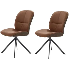 Jockenhöfer Esszimmerstuhl Fiete Leder schwarz/braun 2er Set