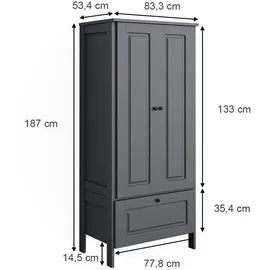 VitaliSpa Kinderkleiderschrank Ajaton Grau 83,3 x 187 cm