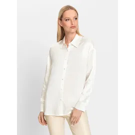 Heine Hemdbluse HEINE, Damen, Gr. 38, beige (ecru), 47% Seide, 44% Viskose, 9% Elasthan, unifarben, Blusen Hemdbluse