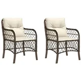 vidaXL Gartenstühle mit Kissen 2 Stk. Braun Poly Rattan
