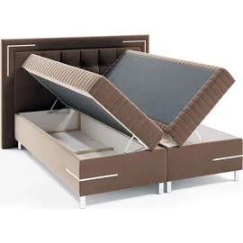 Fun Möbel Boxspringbett Schlafzimmerbett 160x200cm AMORE Nr.2 Beige inkl. LED-Beleuchtung - Beige