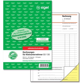Sigel SD130 Rechnungen für Kleinunternehmer A5, 2x30 Blatt, selbstdurchschreibend