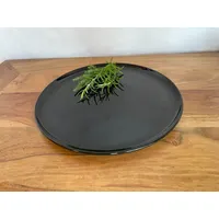 Generisch 4 Pizzateller aus Porzellan, Schwarz Glasiert, Rund, 30 cm, Vorspeisen- und Dessertteller
