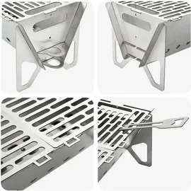 vidaXL Camping Feuerstelle 42 x 22 x 18 cm Edelstahl Silber