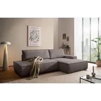 OTTO home Ecksofa SHERWOOD Cord Schlafsofa in L-Form offen (275cm), Schlaffunktion und Bettkasten, Kedernaht, hoher Sitz- & Liegekomfort braun