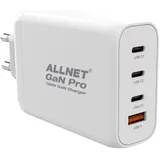 Allnet Ersatznetzteil QC USB-C PD GaN Netzteil Power Supply130Watt 1x USB Typ-A QC, 3x USB PLUG**