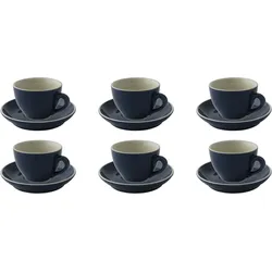 palmer colors Kaffeetassen - 6er-Set, Porzellan, blau, 18 cl – 14 cm moderne, kompakte Form, für Kaffee, Cappuccino, Tee und Kakao spülmaschinenfest