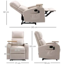Homcom elektrisch Relaxsessel mit Massagefunktion, Fernsehsessel mit Liegefunktion, Massagesessel, Ruhesessel mit Fernbedienung - Beige