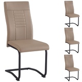 CARO-Möbel Esszimmerstuhl LOANO (4 St), Küchenstuhl Schwingstuhl 4er Set, Metallgestell und Kunstleder braun braun|schwarz