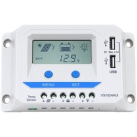 Epever EPEVER® PWM Laderegler 10A, VS1024AU Charge controller, 12V/24V Auto work, 10A 12V/24V mit LCD Dispaly USB Anschluss(VS1024AU)