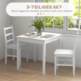 Homcom Essgruppe 3er-Set, Esstisch mit 2 Stühlen, Küchentisch-Set für 2 Personen,