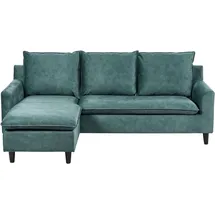 Beliani Ecksofa Blaugrün aus Samtstoff L-Förmig Rechtsseitig Universal Traditionell Wohnzimmer - Blau/Schwarz
