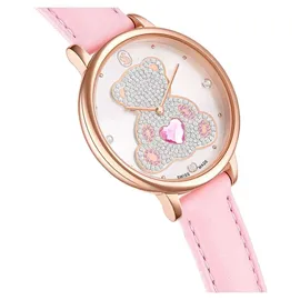 Swarovski Teddy 5739838 Edelstahlgehäuse Roségoldplattiert Lederarmband Rosa
