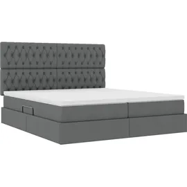 vidaXL Bett mit LED-Lichtleisten Dunkelgrau 180 x 200 cm Stoff