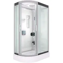 AcquaVapore D60-70M1L-ALL Komplettdusche mit links 120 x 80 cm Weiß Sicherheitsglas ESG