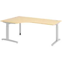 Bümö Schreibtisch Ahorn, Silber, Nachbildung,Ahorn, Rechteckig, 200x74x120 cm FSC