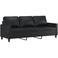 Nettlife 3-Sitzer-Sofa, Schwarz, Leder, 198x77x80 cm, Wohnzimmer, Sofas & Couches, Sofas, 3-Sitzer Sofas