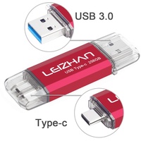 leizhan USB Stick 256GB Type C Memory Stick OTG Speicherstick 2-in-1 Flash Drive USB 3.0 Pen Drive für PC/Laptop/Notebook, und andere USB-C (256GB,Red)