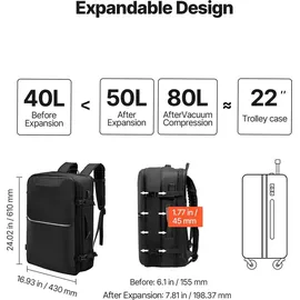 Vevor Vakuum-Reiserucksack 80 L Schwarz