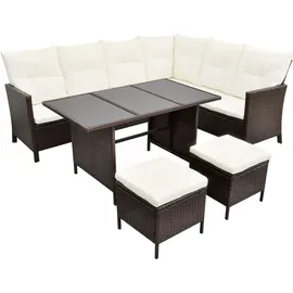 vidaXL Polyrattan Lounge-Set mit Auflagen 4-tlg. braun 43095