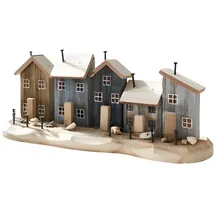 Dekoleidenschaft Dekofigur "Strandpromenade" aus Holz, Häuser mit Muscheln, Steinen und Sand, maritme Sommerdeko, Dekoobjekt, Holzdeko, Holzhäuschen, Haus, Häuser bunt