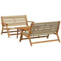 VidaXL Gartenstühle mit Tisch 3 Teile Beige Massivholz Akazie