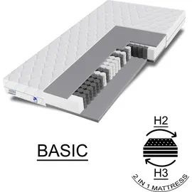 TULENA NOX Federkernmatratze Taschenfederkern Matratze 90 x 190 cm, H2 + H3, - Bezug waschbar - Basic