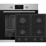 Gasline Einbaubackofen Gasline Gasherd-Set GB850-FIX+ GAG60GLG Einbau Gaskochfeld 60cm