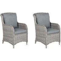 Beliani Polyrattan Gartensessel 60 x 73 x 96 cm grau 2er Set