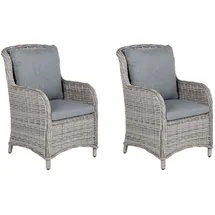 Beliani Polyrattan Gartensessel 60 x 73 x 96 cm grau 2er Set