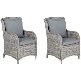 Beliani Polyrattan Gartensessel 60 x 73 x 96 cm grau 2er Set