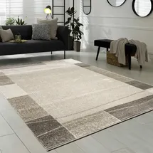 Paco Home Designer Teppich Wohnzimmer Teppich Modern Bordüre in Braun Beige Preishammer, Grösse:60x100 cm