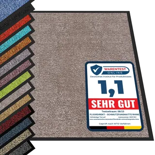 etm Hochwertige Fußmatte | schadstoffgeprüft | bewährte Eingangsmatte in Gewerbe & Haushalt | Schmutzfangmatte mit Top-Reinigungswirkung | Sauberlaufmatte waschbar & rutschfest (40x60 cm, Beige-Rosé)