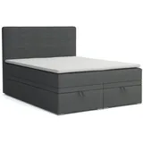 dein schlaf 24 BOXBETT DARO 140/200 in Velour/Cord Dunkelgrau - Marine