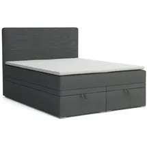 dein schlaf 24 BOXBETT DARO 140/200 in Velour/Cord Dunkelgrau - Marine