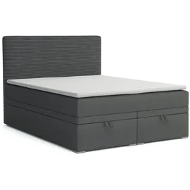 dein schlaf 24 BOXBETT DARO 140/200 in Velour/Cord Dunkelgrau - Marine